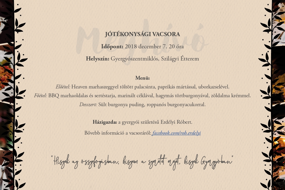 [12.07.] Jótékonysági vacsora