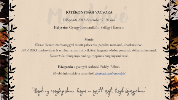 [12.07.] Jótékonysági vacsora